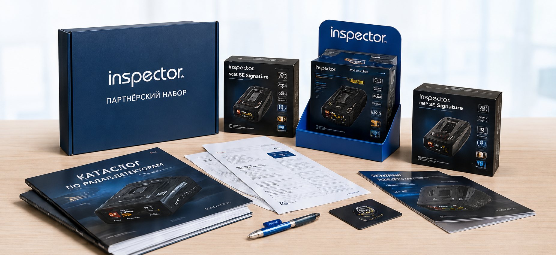 Партнёрский набор Inspector — каталоги, POS-материалы, продукция